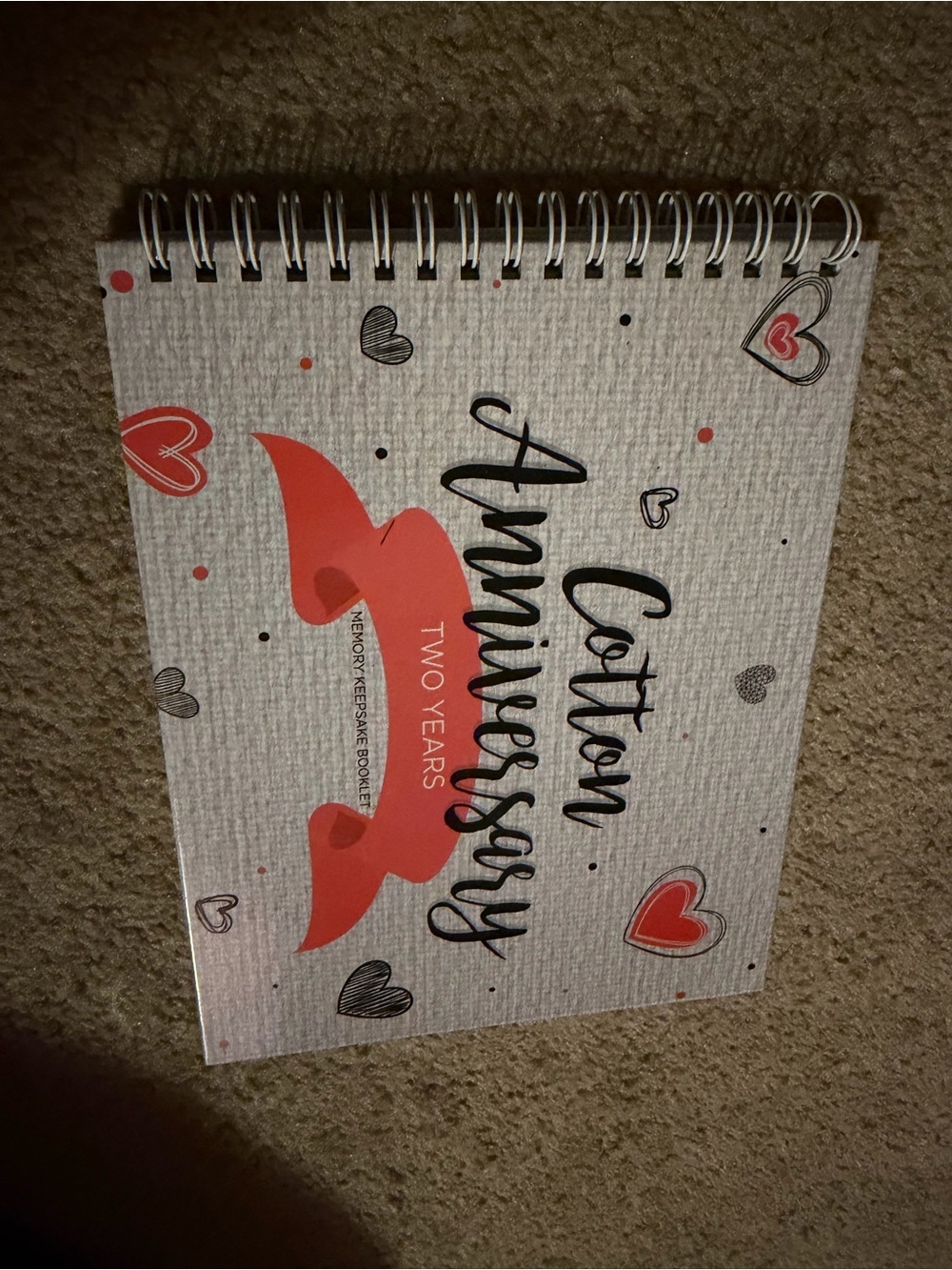 Cotton Anniversary Two Years Memory Keepsake Book - Red & Black